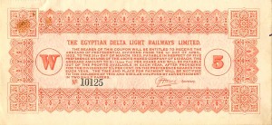 Egyptian Delta Light Railways Limited - 1922 dated Bearer Coupon